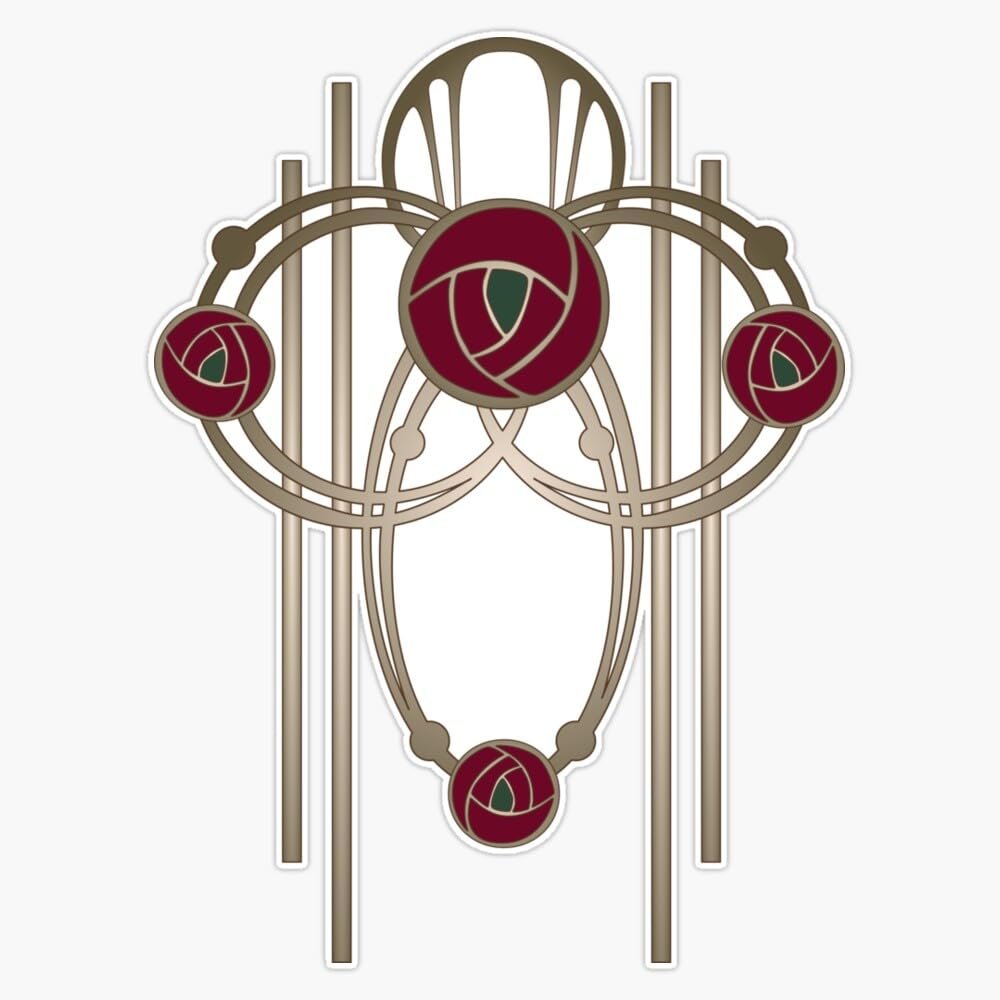 Art Nouveau Rose Gold Bumper Sticker Vinyl Decal 5"