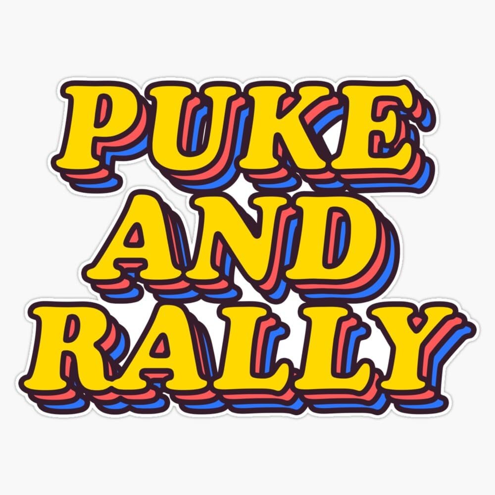 Puke and Rally Summer College Party Bumper Sticker Vinyl Decal 5"