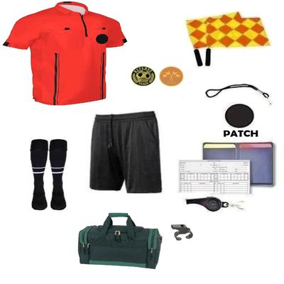 12 Pcs Referee Soccer Package Kit Men Jersey Ref Shirt Linesman Flags, Whistle Soccer Cards Sport Soccer Accessory for Adult Teenager (Adult X-Small, Red)