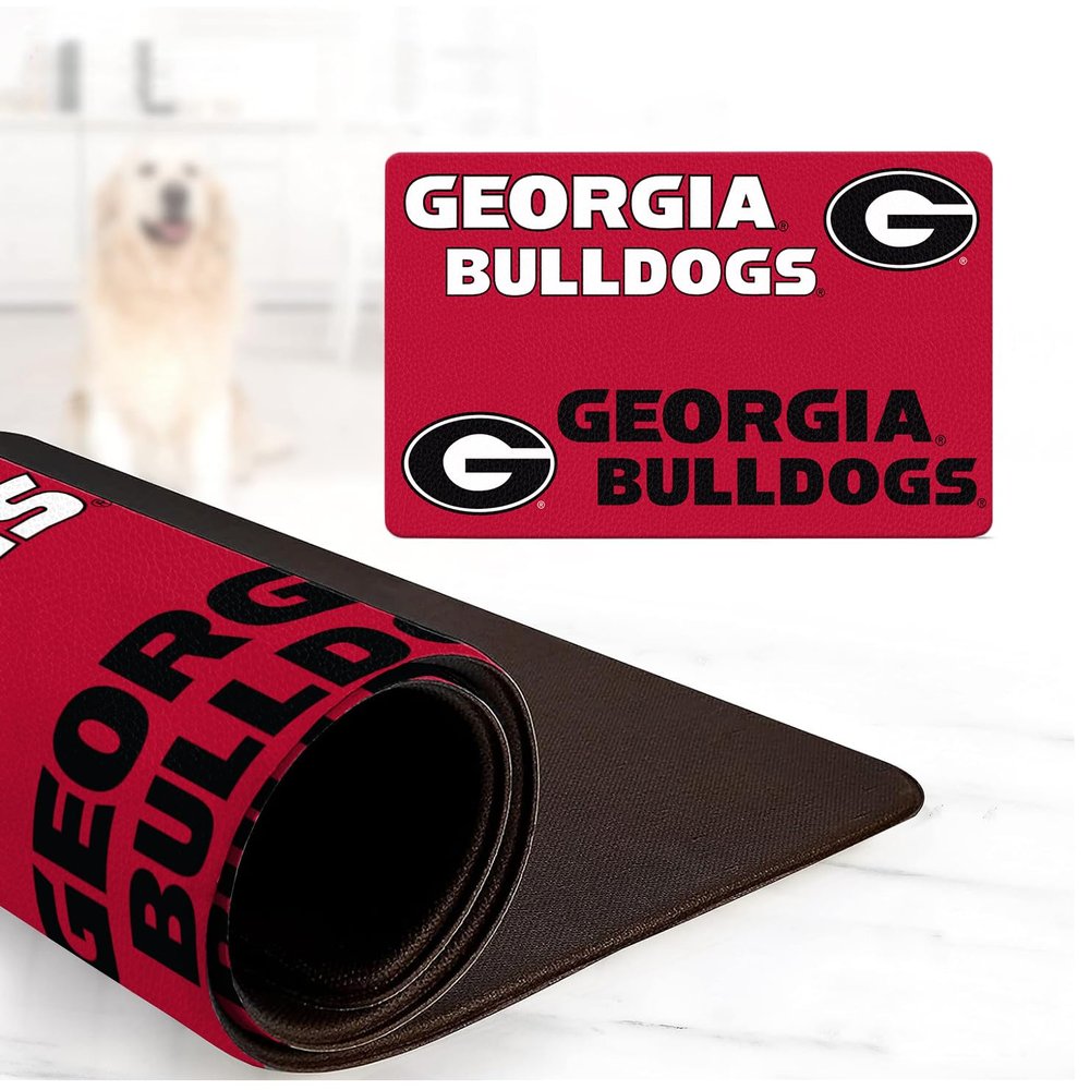 Georgia Bulldogs Officially Licensed Food and Water Mat for Dogs and Cats | 18" x 29" | Non-Slip | Water-Proof