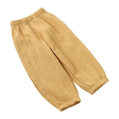 Baby Girl Pants Toddler Baby Girls Solid Color Cotton Linen Pants Summer Outdoor Casual Fashionable (Gold, 12-18 Months)