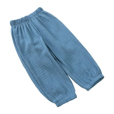 Baby Girl Pants Toddler Baby Girls Solid Color Cotton Linen Pants Summer Outdoor Casual Fashionable (Blue, 6-7 Years)