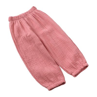 Baby Girl Pants Toddler Baby Girls Solid Color Cotton Linen Pants Summer Outdoor Casual Fashionable (Pink, 4-5 Years)