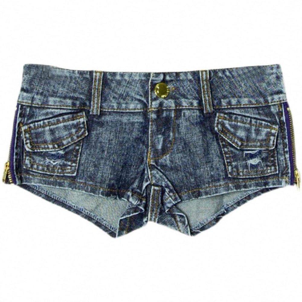 Dawery Sexy Low Waist Zipper Denim Ultra Shorts Jeans DJ Pole Dance Shorts for Women Nightclub 659 S