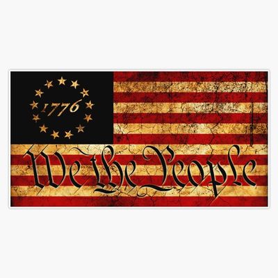 1776 "We The People Us Flag - Visually Aged and Distressed Sticker Vinyl Decal Bumper Sticker 5"