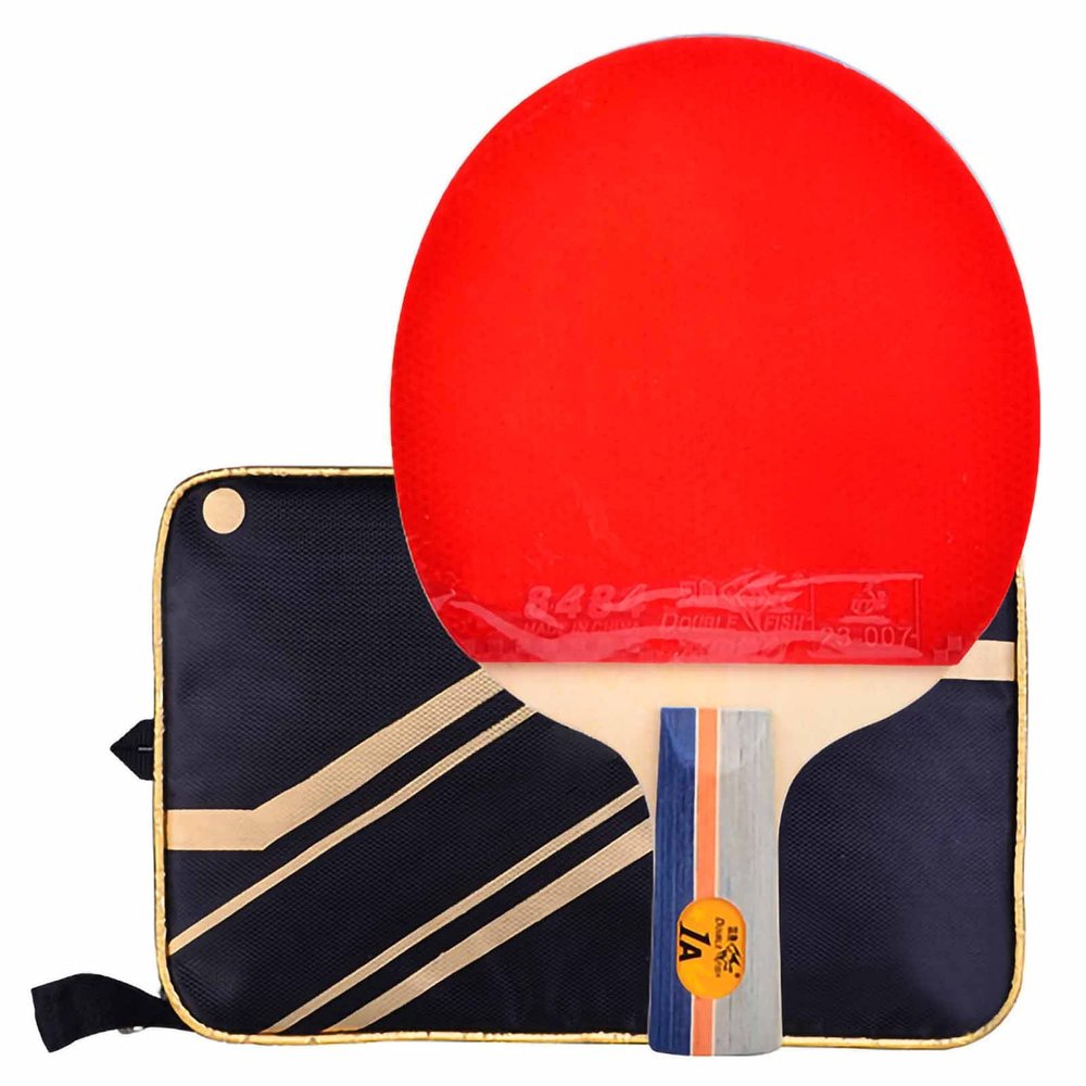DUDSME Ping Pong Paddle Table Tennis Bat 1 Star Defensive 5-Ply Pure Wood Professional Racket Suitable for Beginner Training with Carry Bag/A/Short Handle