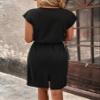 AKIOLOAS Solid Drawstring Waist Batwing Sleeve Dress (Color : Black, Size : X-Large) view 3