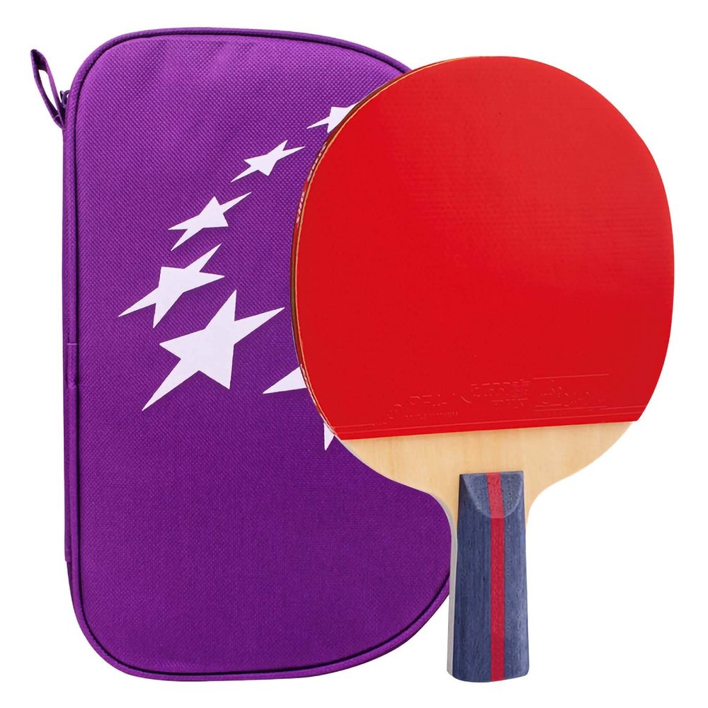DUDSME Ping Pong Paddle Table Tennis Bat 2 Star Fitness Finished Racket for Elementary School Student Beginner 7-Ply Pure Wood Bottom Plate/A/Short Handle
