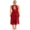 JEATHA Women's Shiny Sequins Lyrical Modern Contemporary Dance Dress Costume Long Flowy Slit Skirts Burgundy B Large view 2