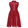 JEATHA Women's Shiny Sequins Lyrical Modern Contemporary Dance Dress Costume Long Flowy Slit Skirts Burgundy B Large view 3