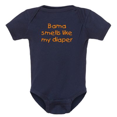 Auburn Fan BamaSmells Like My Diaper Baby Bodysuit Outfit (Navy, 6 Months)