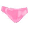 WinChang Women's Shiny Metallic PVC Leather Crotchless Tong Underwear Wet Look Low Rise Bikini Briefs V String Pink Medium view 2