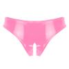 WinChang Women's Shiny Metallic PVC Leather Crotchless Tong Underwear Wet Look Low Rise Bikini Briefs V String Pink Medium view 3