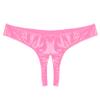 WinChang Women's Shiny Metallic PVC Leather Crotchless Tong Underwear Wet Look Low Rise Bikini Briefs V String Pink Medium view 4