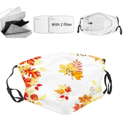 VeJerKK Fall Cloth Face Mask Bandana With 2pcs Filters,Autumn Themed Chestnut Maple Leaves,Balaclava Adjustable Earloop Washable Reusable for women men,Multicolor
