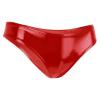 WinChang Women's Shiny Metallic PVC Leather Crotchless Tong Underwear Wet Look Low Rise Bikini Briefs V String Red Medium view 2