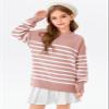 Batermoon Girls Striped Oversized Sweaters Fashion Batwing Sleeve Side Slit Knit Pullover Clothes 5-14 Years Pink view 3