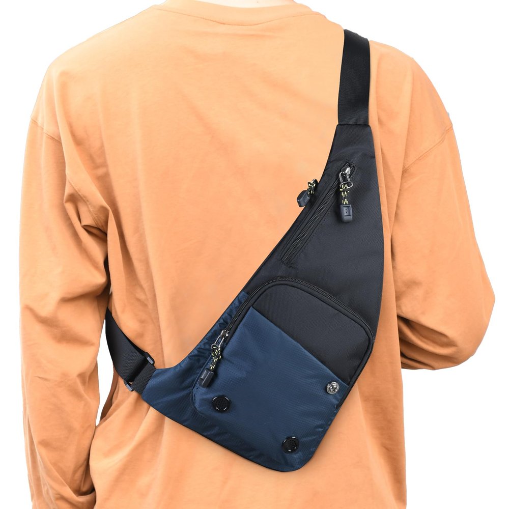 Peicees Waterproof Sling Bag Crossbody Bag For Men Slim Chest Backpack Man Purse Small Shoulder Bag For Travel Hiking