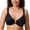 DELIMIRA Women's Front Closure Bras Posture Full Coverage Plus Size Underwire Unlined Back Support Plunge Seamless Bra B-H Cups Black 40F view 3