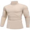 ZSJR Mens Mock Neck T Shirts Pullover High Neck Turtleneck Premium Long Sleeve Sweaters for Men Beige view 4