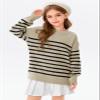 Batermoon Girls Striped Oversized Sweaters Fashion Batwing Sleeve Side Slit Knit Pullover Clothes 5-14 Years Khaki view 3