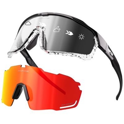 KAPVOE Cycling Glasses with Interchangeable Polarized + Photochromic Lenses Sport Sunglasses Mountain Bike Glasses K93-91