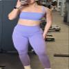Aoxjox Women's Workout High Impact Sports Bras Fitness Square Neck Balcony Open Back Bra Yoga Crop Tank (Purple Heather, X-Small) view 2
