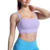 Aoxjox Women's Workout High Impact Sports Bras Fitness Square Neck Balcony Open Back Bra Yoga Crop Tank (Purple Heather, X-Small) view 3