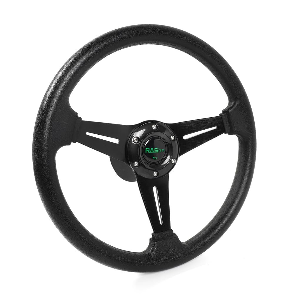 RASTP 13.8 Inch Boat Steering Wheel with 3/4 Axle Marine Steering Wheel Adapter for Most Marine boats,Vessels,Yachts,Pontoons Boat (Style B - Black)