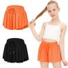 2 Packs Girls Flowy Shorts Butterfly Shorts for Kids with Pocket 2-in-1 Athletic Shorts Running Shorts for Girls Youth (Black + Orange, Large) view 1