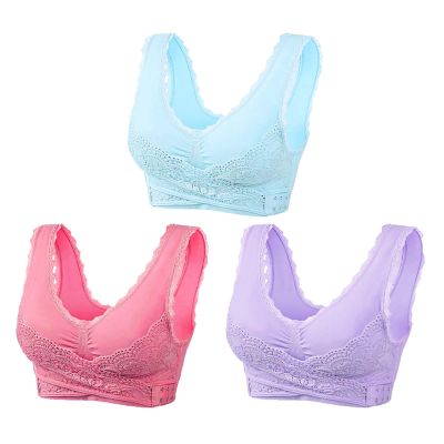 3 Pack Kendally Bra, Kendally Comfy Corset Bra Front Cross Side Buckle Lace Bras Wireless Push Up Slim and Shape Bra Lounge Bras for Women Sujetadores para