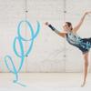 CREATCABIN 2Pcs Polycotton Dance Ribbons Blue Gymnastic Ribbons Rhythmic Gymnastic Streamers Twirling Ribbons with Wand for Talent Shows Artistic Dancing Circus Carnival Baton Stick Twirling 76.7Inch view 4