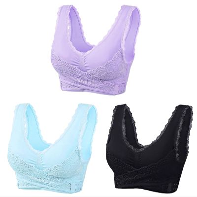 3 Pack Kendally Bra, Kendally Comfy Corset Bra Front Cross Side Buckle Lace Bras Wireless Push Up Slim and Shape Bra Sexy Bras for Women Naughty Sex Lencera De Mujer Ertica