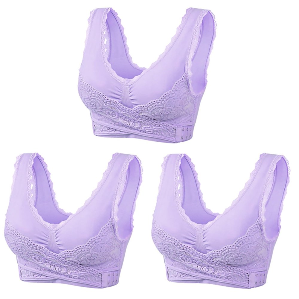 3 Pack Kendally Bra, Kendally Comfy Corset Bra Front Cross Side Buckle Lace Bras Wireless Push Up Slim and Shape Bra Everyday Bras for Women Camisetas De Yoga para