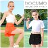 2 Packs Girls Flowy Shorts Butterfly Shorts for Kids with Pocket 2-in-1 Athletic Shorts Running Shorts for Girls Youth (Black + Orange, Medium) view 4