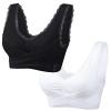 2 Pack Kendally Bra, Front Cross Side Buckle Wireless Push Up Lace Bras, Seamless Tourmaline Shaping Wireless Bralette Women Bralette Lace Lenceria para Mujer Super