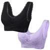 2 Pack Kendally Bra, Front Cross Side Buckle Wireless Push Up Lace Bras, Seamless Tourmaline Shaping Wireless Bralette Sexy Bras for Women Naughty Sex Brasier Talla Grande view 1