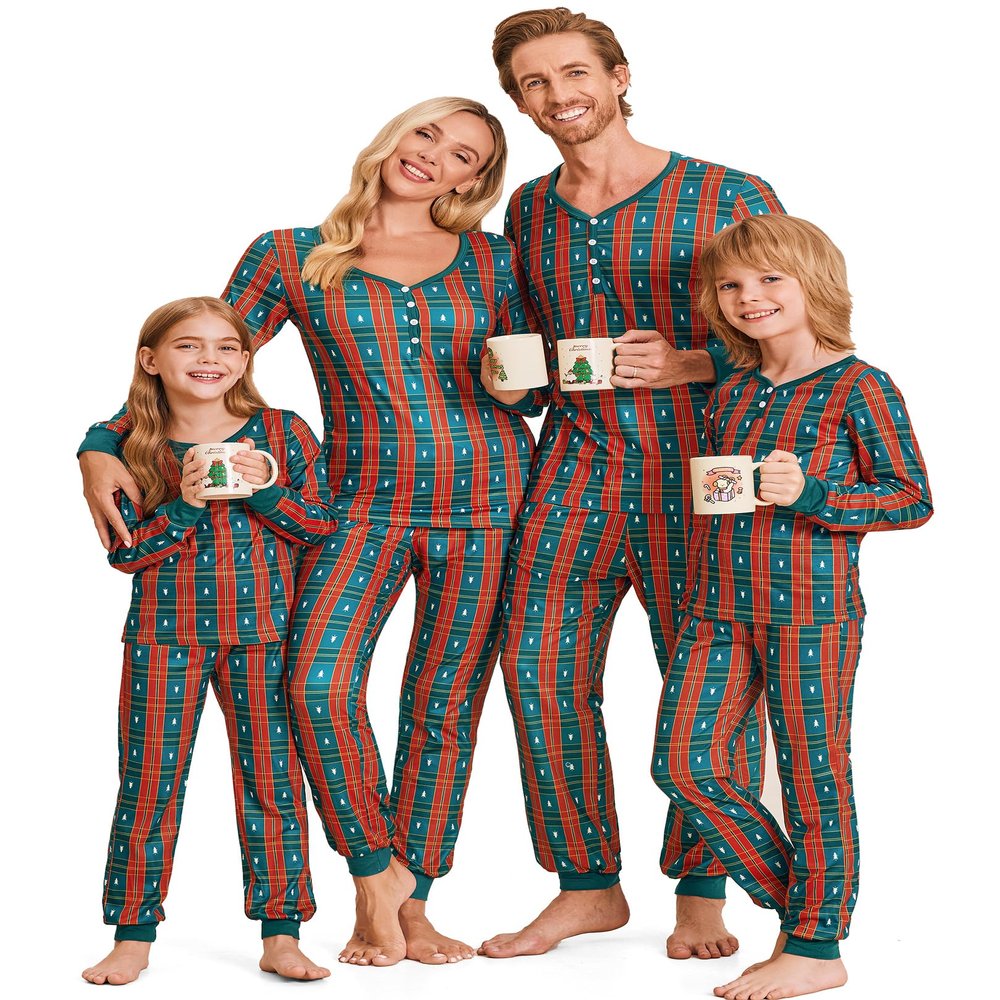 Ekouaer Christmas Pajamas for Family Matching Pj Sets Womens Mens Kids Pjs Long Sleeve Sleepwear Lounge Sets Outfits