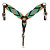 Cheval's International Western Mohair Horse Breast Collar, Handmade Premium Wool & Leather Equestrian Tack, Adjustable, Durable & Comfortable Saddle Breastplate for Horses - Aqua, Cob view 1
