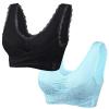 2 Pack Kendally Bra, Front Cross Side Buckle Wireless Push Up Lace Bras, Seamless Tourmaline Shaping Wireless Bralette Women Bras with Full Support Brasieres para Mujer