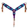 Cheval's International Western Mohair Horse Breast Collar, Handmade Premium Wool & Leather Equestrian Tack, Adjustable, Durable & Comfortable Saddle Breastplate for Horses - Black & Aqua, Pony view 1