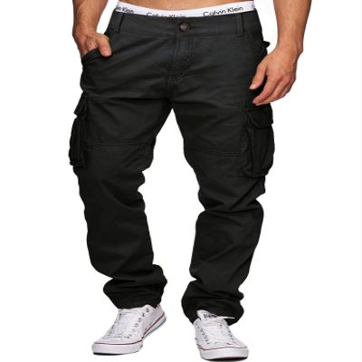 AIFARLD Mens Cargo Pants Multi Pockets Hiking Pants Cotton Stretch Elastic Waist Lightweight Trousers Outdoor Casual Relaxed Fit