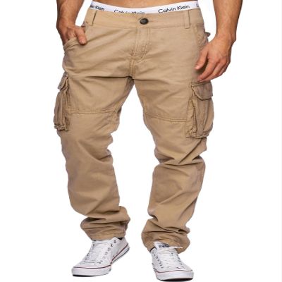 AIFARLD Mens Cargo Pants Multi Pockets Hiking Pants Cotton Stretch Elastic Waist Lightweight Trousers Outdoor Casual Relaxed Fit