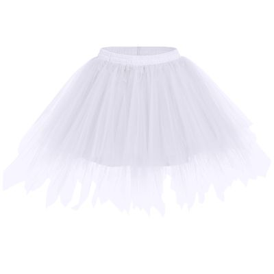 Tutus for Women Elastic Waist 1950s Vintage Ballet Bubble Dance Adult Tutu Tulle Skirts Festival Party 50s Dress Petticoat Bustle Skirt Crinoline Slips Underskirts White One Size