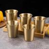 Gteller Set of 5pcs, Golden Stainless Steel Pint Cups for Outdoor Camping, Portable Unbreakable Single Wall Drinking Cup Tumbler(500ml) view 2