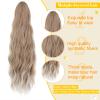 Cephermer Ponytail Extension 24'' Long Wavy Drawstring Pony Tails Hair Extension Ponytail Ginger Brown Mix Platinum Blonde Synthetic Hairpiece for Women view 2