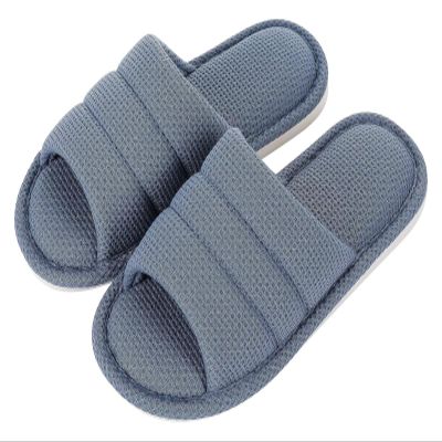 Summer House Slippers for Women Men Breathable Waffle Indoor Slippers Slip-on Open Toe Home Shoes (Color : Blue, Size : 11-12 Women/9.5-10.5 Men)