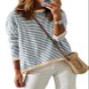 Dokotoo Womens Clothing Color Block Pullover Sweaters 2026 Early Spring Fashion Crew Neck Long Sleeve Jumper Tops Casual Striped Crop Sweater Shirt Old Money Clothes Teacher Outfits Dark Gray Medium view 1