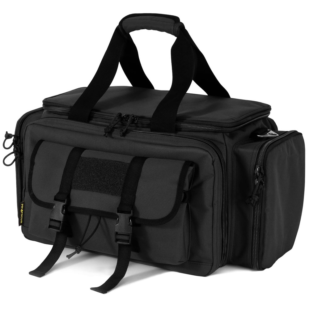 PROFOCUS Large Range Bag -Tactical 4+ Pistol Case Gun Bag with Lockable Zippers for Shooting Range Outdoor Hunting Handgun Revolver Gun Carrying Pistol Case for Handguns and Ammo