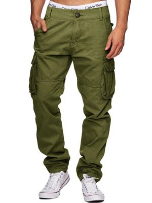 AIFARLD Mens Cargo Pants Multi Pockets Hiking Pants Cotton Stretch Elastic Waist Lightweight Trousers Outdoor Casual Relaxed Fit